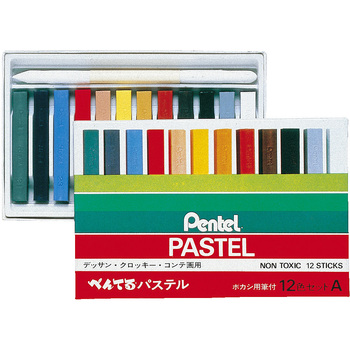 パス ぺんてるパステル(デッザン・クロッキー・コンテ画用) ボカシ用筆付き ぺんてる