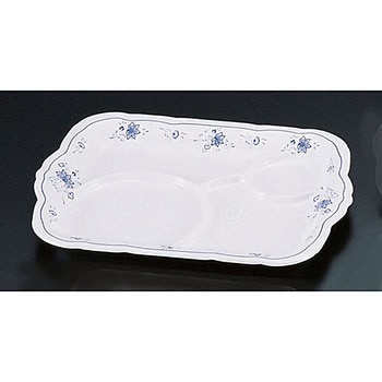 メラミン「ビューティフラワー」 角皿 B仕切付 千羽鶴印(エンテック)