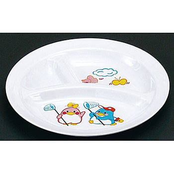 メラミンお子様食器「ベン&ベティー」 丸ランチ皿 千羽鶴印(エンテック)