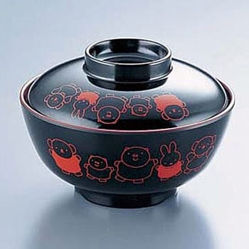 メラミンお子様用弁当シリーズ ミッフィー 汁椀黒内朱(身) 関東プラスチック工業