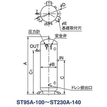 ST230A-100 エアータンク 1台 明治機械製作所 【通販サイトMonotaRO】