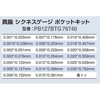 PB127BTG76740 真鍮シクネスゲージポケットキット 127mmブレードX20本