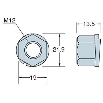 AB4121 M12スプリングワッシャー付ナット タナカ 寸法19×21.9mm 1個