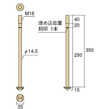 AA3421 オメガアンカーボルトM16 1個 タナカ 【通販サイトMonotaRO】