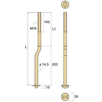 AA3435 オメガクランクアンカーボルトM16 タナカ 長さ800mm AA3435