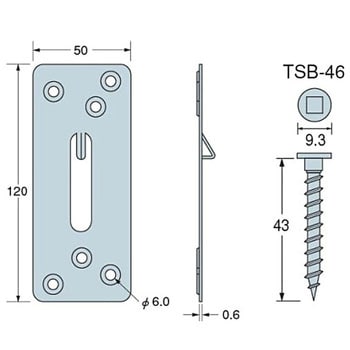 AA2006 ステンレスフラットプレート タナカ 寸法50×120mm厚さ0.6mm 1個