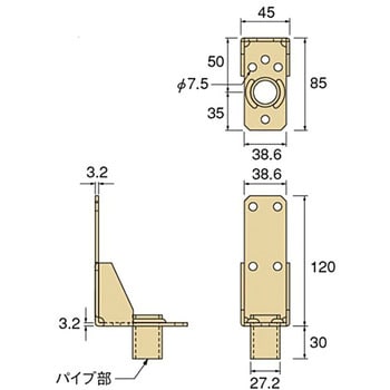 AA6505 柱交換用パイプコーナー タナカ 寸法150×45×85mm 1個 AA6505