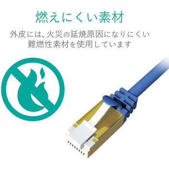 LANケーブル cat7準拠 より線 スリム(直径：4.3mm) 爪折れ防止 保護カバー付き RoHS メタリックブルー エレコム