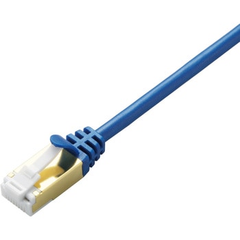 LANケーブル cat7準拠 より線 スリム(直径：4.3mm) 爪折れ防止 保護カバー付き RoHS メタリックブルー エレコム