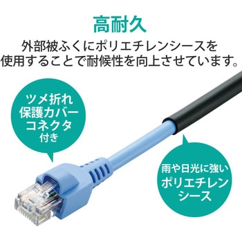 LD-VAPFR/BK10 LANケーブル CAT5E 屋外対応 つめ折れ防止カバー付