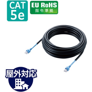 LANケーブル CAT5E 屋外対応 つめ折れ防止カバー付 ブラック