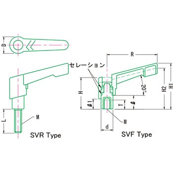 セーフティープラスチッククランプレバー(おねじ) SVR - MIYOSHI(小西製作所)