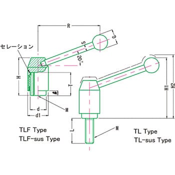 TL-20×63 テンションレバー(おねじ) TL 1個 小西製作所(MIYOSHI