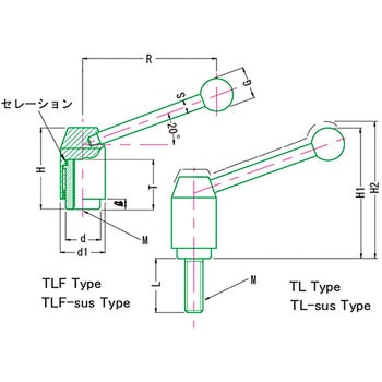 テンションレバーステンレス(めねじ) TLF-sus MIYOSHI(小西製作所)