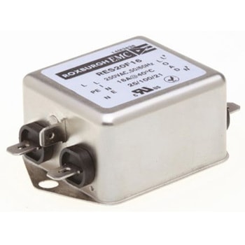 Roxburgh EMC RFIフィルタ 単相 16A シャーシーマウント 9.4nF 650 μH 0.74 mA 1MΩ Roxburgh EMC