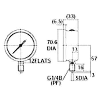 グリセリン入圧力計(A/B枠・立形) 60Φ 形番：GV50 長野計器 【通販モノタロウ】