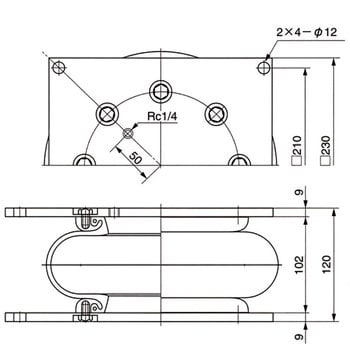 PSB-1-170P 空気バネベローズ形(取付プレート付き) 1個 倉敷化工