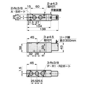 4KA410-10-AC100V 4方弁セレックスバルブ(無給油)(ダイレクト配管