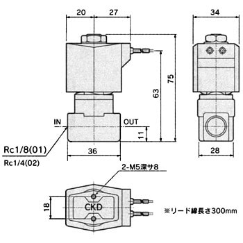 Ab31 01 3 Ac0v 直動式2ポート電磁弁 マルチレックスバルブ Nc 通電時開 形 Ab31 Ab41シリーズ Ckd 定格電圧 Ac0 V 接続口径 Rc 1 8 Ab31 01 3 Ac0v 通販モノタロウ