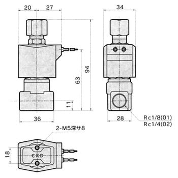 AG31-02-1-AC200V 直動式3ポート電磁弁 ユニバーサル形 マルチレックス