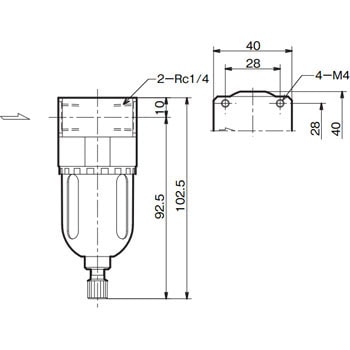 BN2720-8 エアフィルタ 日本精器 ねじの種類Rc 管接続口径Rc1/4 BN2720