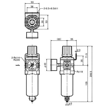 BN3RTOF-8 フィルターレギュレーター 1個 日本精器 【通販サイトMonotaRO】