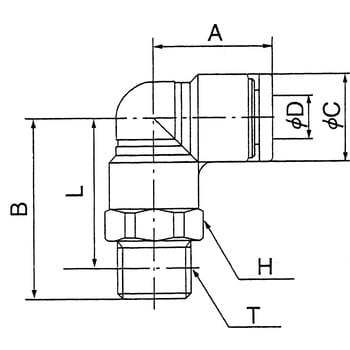 F10-03ML タッチコネクターファイブ メイルエルボ 千代田通商 R 適合チューブ外径10mm 1個 F10-03ML - 【通販モノタロウ】