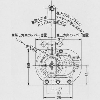 ラチェット式ウインチ・ワイヤーロープ付 マックスプル工業 手動式