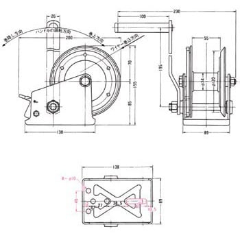 PM-100 回転式ミニウインチ 1台 マックスプル工業 【通販サイトMonotaRO】