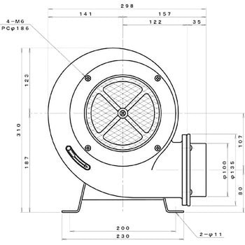 CN4 標準(下部水平) シロッコ型電動送風機 1台 淀川電機製作所 【通販