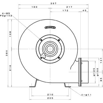 N5 標準(下部水平) プレート型電動送風機 1台 淀川電機製作所 【通販