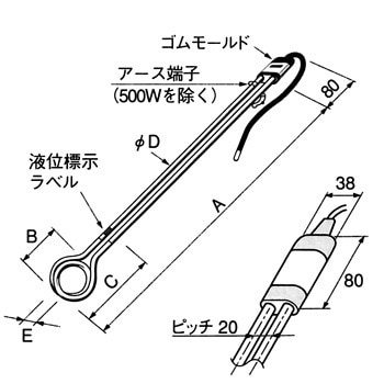 BAB1106 投込みヒーター 鉄シースタイプ 1個 八光電機 【通販サイト