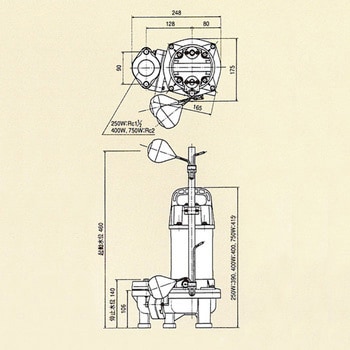 PXA-250 汚物用水中ポンプ 自動 1台 寺田ポンプ製作所 【通販サイト