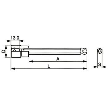 3BH-06L ボールポイントヘキサゴンソケット(ロングタイプ) 1個 トネ