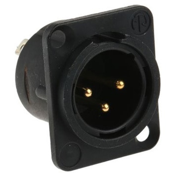 Neutrik XLRコネクタ オス 3極 ストレート パネルマウント NC3MD-L-B-1 ニッケルの上に金めっき NEUTRIK