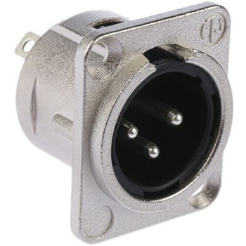 Neutrik XLRコネクタ オス 3極 ストレート パネルマウント NC3MDL1 ニッケルの上に銀めっき NEUTRIK