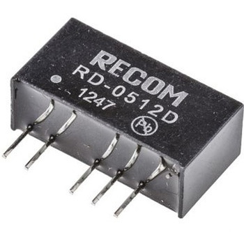 Recom DC-DCコンバータ Vout：±12V dc 4.5 → 5.5 V dc， 2W， RD-0512D RECOM