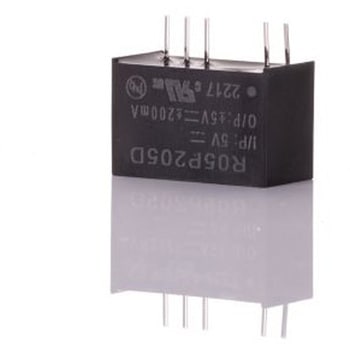 Recom DC-DCコンバータ Vout：±5V dc 4.5 → 5.5 V dc， 2W， R05P205D RECOM