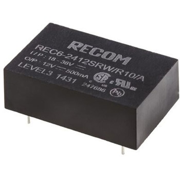 Recom DC-DCコンバータ Vout：12V dc 18 → 36 V dc， 6W， REC6-2412SRW/R10/A RECOM