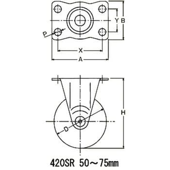 420SR-UB50 420SR 固定車(ナイロンホイールウレタン巻(B入)車輪) 1個