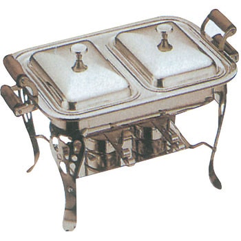 SW 18-8木柄角チェーフィングディッシュ(ダブル) 和田助製作所