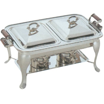 SW 18-8木柄角チェーフィングディッシュ(ダブル) 和田助製作所