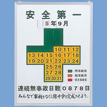 無災害記録板 安全第一 記録-450〔代引不可〕-