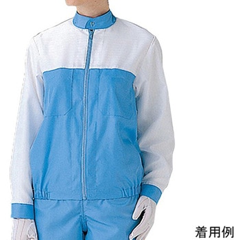 クリーンウェア 男女共用 無塵衣上衣 ホワイト×ブルー S3104WB-UEシリーズ - ミドリ安全