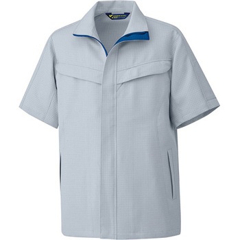 作業服 帯電防止JIS適合品 IEC対応クリーンウェア 男女共用半袖ジャケット シルバーグレー VEFS801-UEシリーズ ミドリ安全
