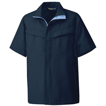 作業服 帯電防止JIS適合品 IEC対応クリーンウェア 男女共用半袖ジャケット ネイビーブルー VEFS807-UEシリーズ ミドリ安全