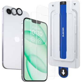 iPhone 17e/16e ガラスフィルム 2枚入り カメラレンズ保護フィルム2個付 高透明 強化ガラス10H 簡単貼付 エレコム