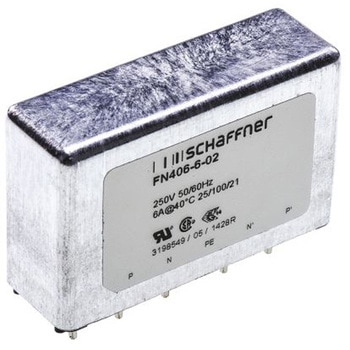 Schaffner EMCフィルタ 単相 6A 基板実装 2.2nF 780 μH 0.373 mA Single Stage 1MΩ SCHAFFNER