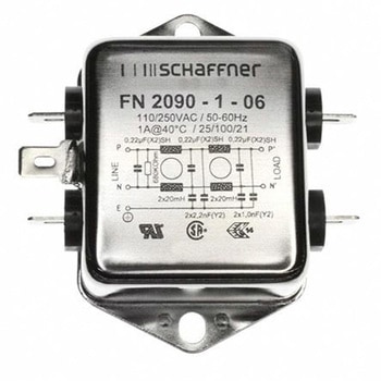 Schaffner EMIフィルタ 単相 1A シャーシーマウント 2.2nF 20 mH 0.5 mA Two Stage 680kΩ SCHAFFNER