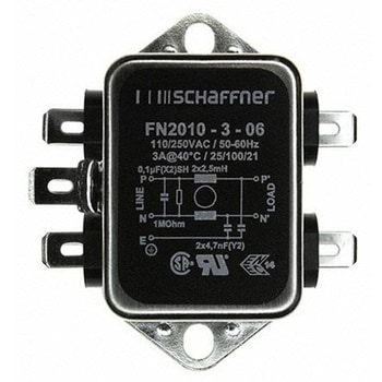 Schaffner EMIフィルタ 単相 3A シャーシーマウント 4.7nF 2.5 mH 0.74 mA Single Stage 1.1W 1MΩ SCHAFFNER